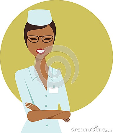 Young confident female doctor professional Vector Illustration