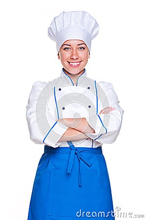 Young cook standing Stock Photo