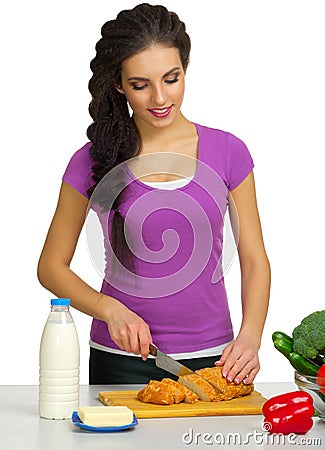 Young cooking woman Stock Photo