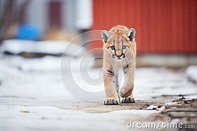 young cougar practicing stalking Stock Photo