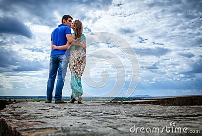 Young couple against the sky Stock Photo