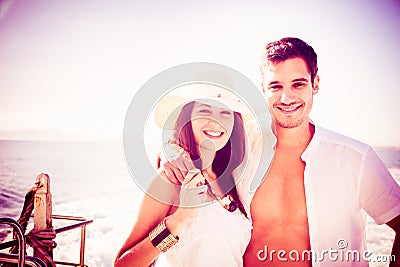 Young Couple On Boat Stock Photo