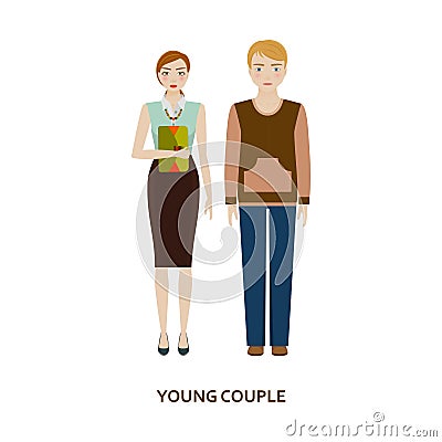 Young couple character. Family without children Vector Illustration