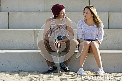 Young couple in conversation Stock Photo