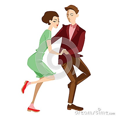 Young couple dancing lindy hop Vector Illustration