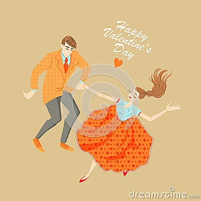 Young couple dancing lindy hop Vector Illustration