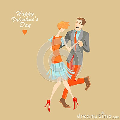 Young couple dancing lindy hop Vector Illustration