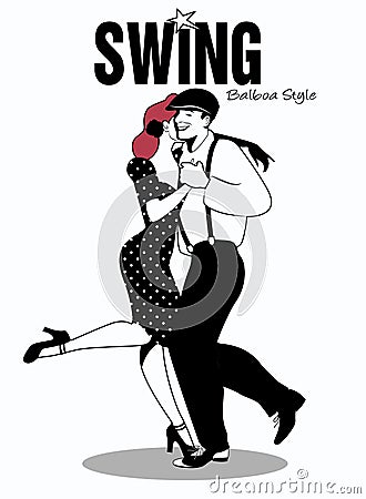 Young couple dancing swing: Balboa Style Stock Photo