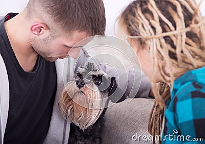 Young couple with dog Stock Photo