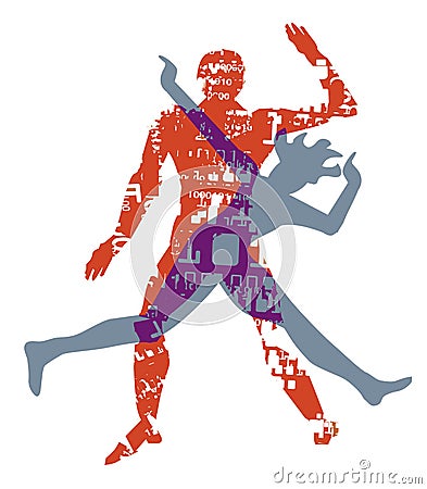 Young couple domestic violence. Vector Illustration