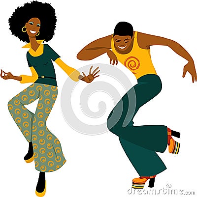 Disco dancing couple Vector Illustration