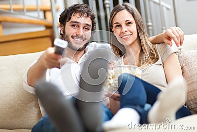 Couple watching a movie Stock Photo