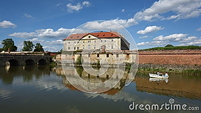 Boating around Holic Castle, Trnava Region, Slovakia Editorial Stock Photo