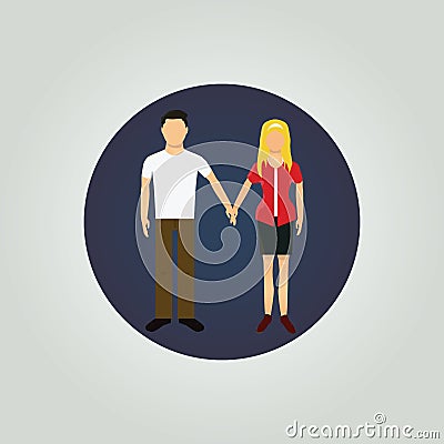 Young couple holding hands. Vector Illustration