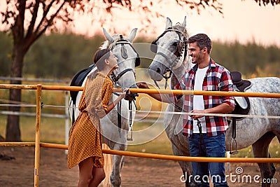 Young couple horsing around and smiling Stock Photo