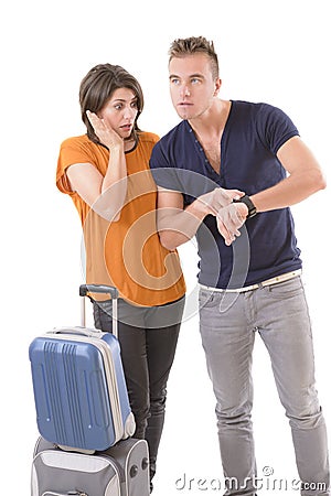 Young couple in a hurry Stock Photo