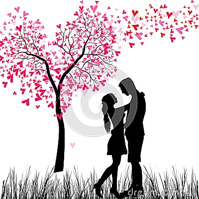 Young Couple in love Vector Illustration