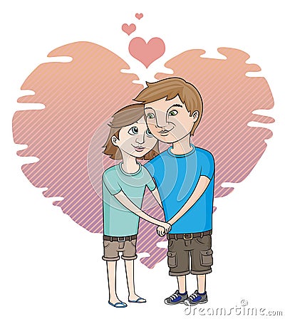 A young couple in love Vector Illustration