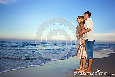 Young couple near the ocean Stock Photo