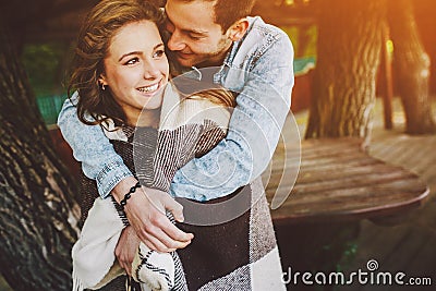 Young couple outdoors Stock Photo