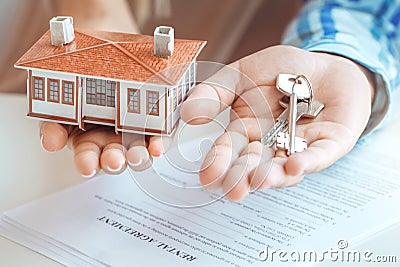 Young couple rent apartment together real estate Stock Photo