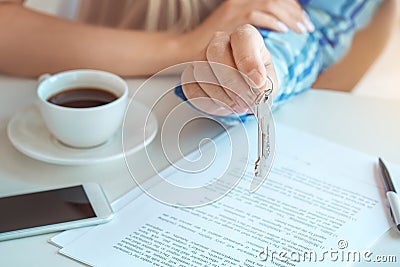 Young couple rent apartment together real estate Stock Photo