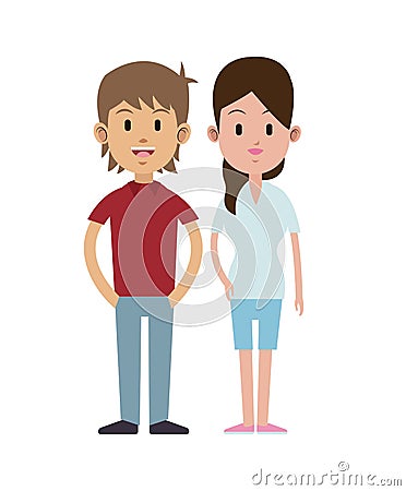 Young couple smile standing casual Vector Illustration