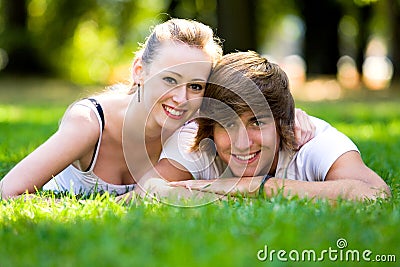 Young couple smiling Stock Photo