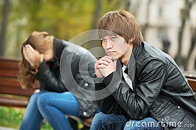 Young couple in stress relationship Stock Photo