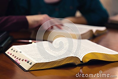 Young Couple Studying The Bible Stock Photo