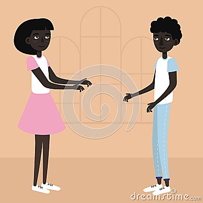 Young couple. Vector illustration of couple african students Cartoon Illustration