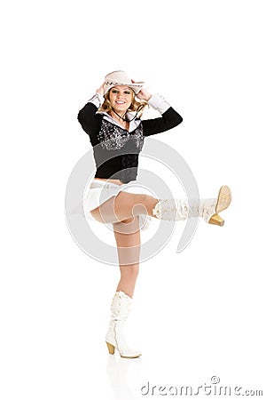 Young cowgirl woman dancing Stock Photo