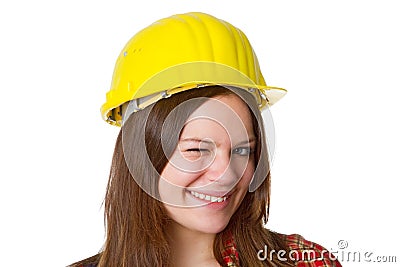 Young craftswoman blink eye Stock Photo