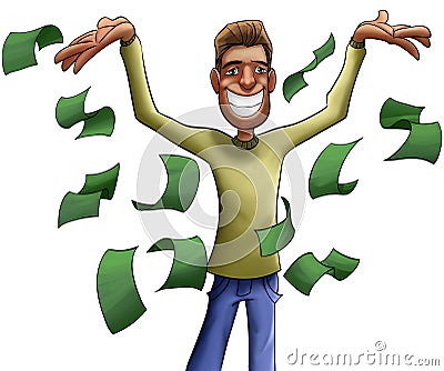 Young and crazy rich man Stock Photo