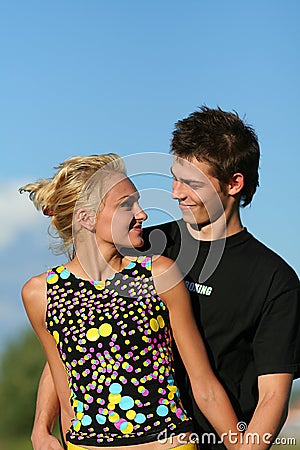 Young cute couple boy and girl Stock Photo