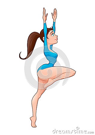 Young dancer or artistic gymnast Vector Illustration