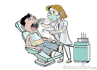 Young dentist checking the teeth Stock Photo