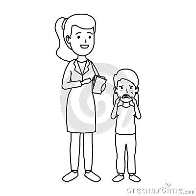 Young dentist with girl patient Vector Illustration