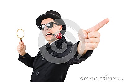 Young detective with pipe Stock Photo