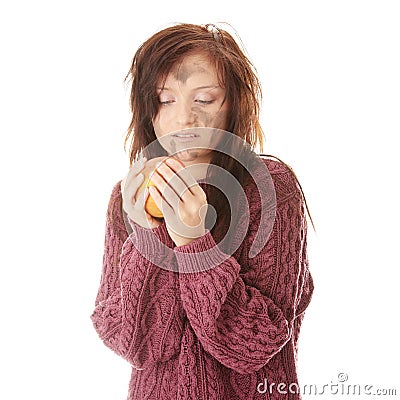 Young dirty caucasian woman Stock Photo