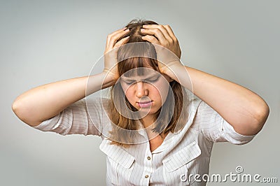 Young disappointed woman in depression Stock Photo