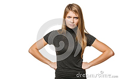 Discontent female with hands on the hip Stock Photo