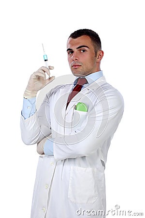 Young doctor like James Bond Stock Photo