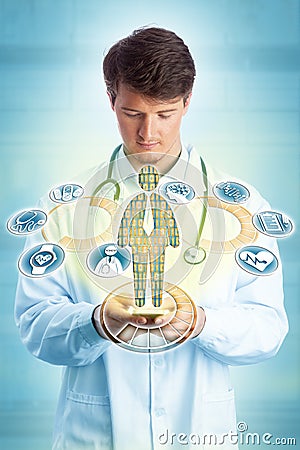 Young Doctor Using Smartphone For Diagnostics Stock Photo