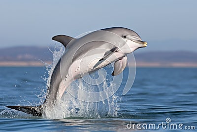 young dolphin mimicking adults jumping pattern Stock Photo