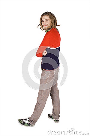 Young dreadlock man stand isolated Stock Photo