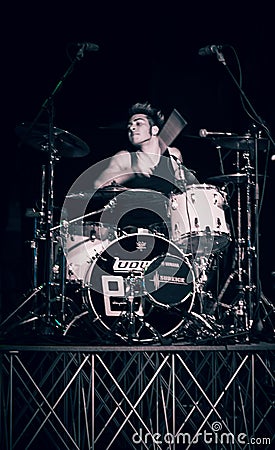 Young drummer during the concert Editorial Stock Photo