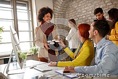 Pause for coffee in design studio Stock Photo