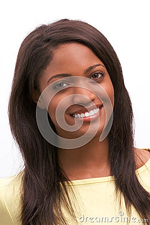 Young ethnic black African American woman smiling Stock Photo