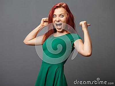 Young exalted woman Stock Photo